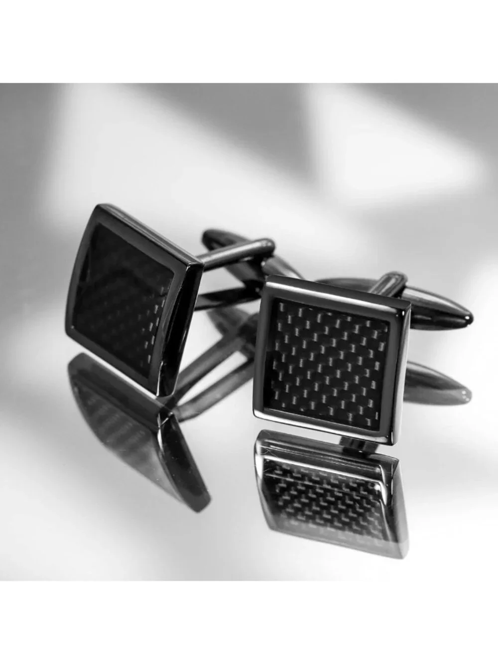 Men's Cufflinks & Tuxedo Studs Set in Gift Box - Carbon Fiber